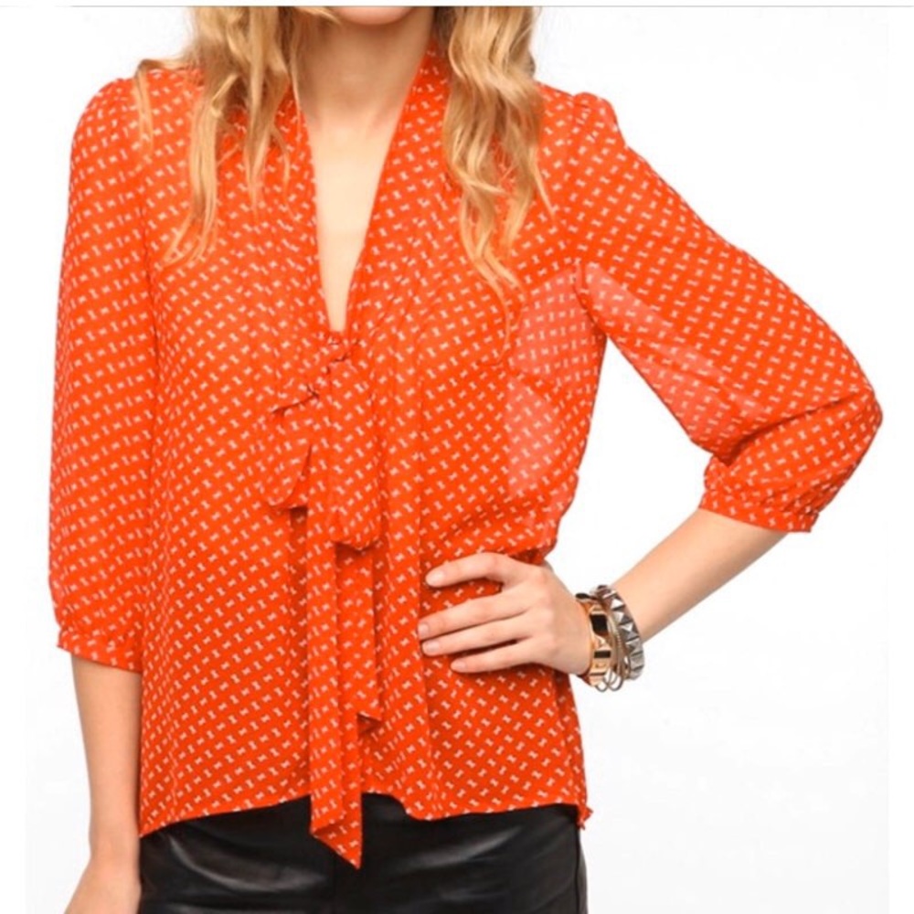 {Anthropologie} Bow Print Pins and Needles Blouse